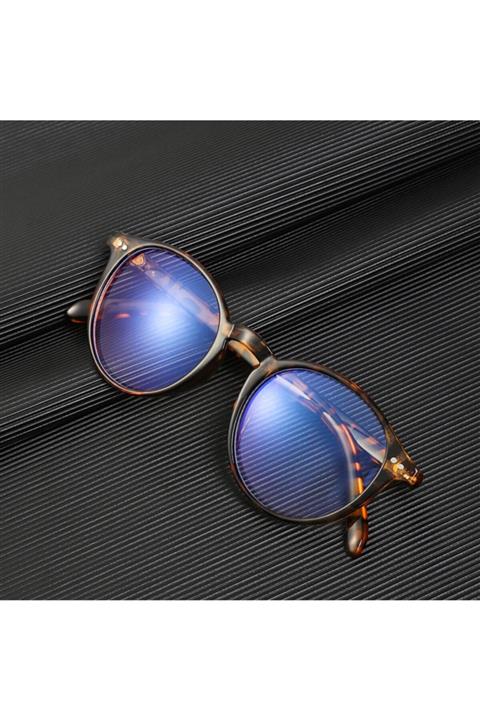 E.K SHOP Unisex Leopar Desenli Mavi Işık Korumalı Bilgisayar Ve Ekran Gözlüğü