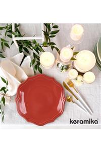 Keramika Tabak Romeo Pasta 21 cm Kızıl Kahve 6 lı 609 A