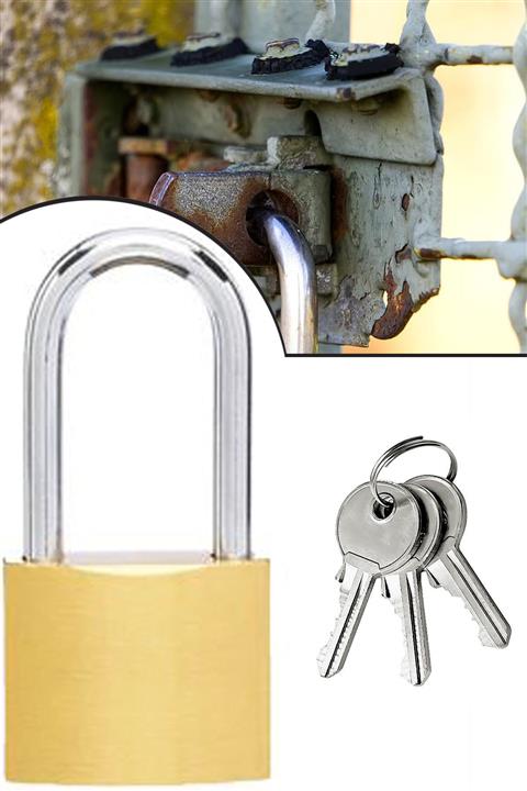 Mobee Tudor 50mm Sağlam Kırılmaz Uzun Sarı Asma Kilit 50 Mm 1410