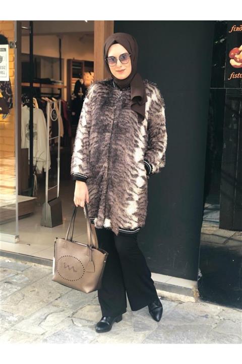 On Fashion On Triko Uzun Püsküllü Fermuarlı Hırka