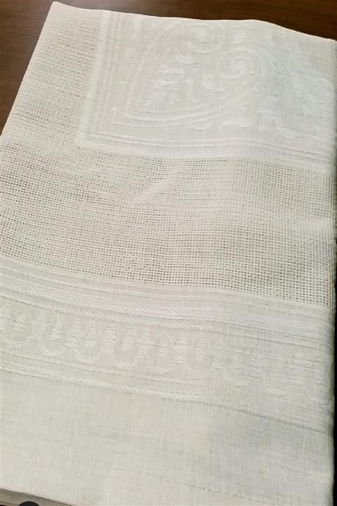 erciyesceyiz Myslife Ham Keten Kumaş Çizgili Masa Örtüsü 160*220 cm Sütlü Kahve 950 gr Agırlıklı