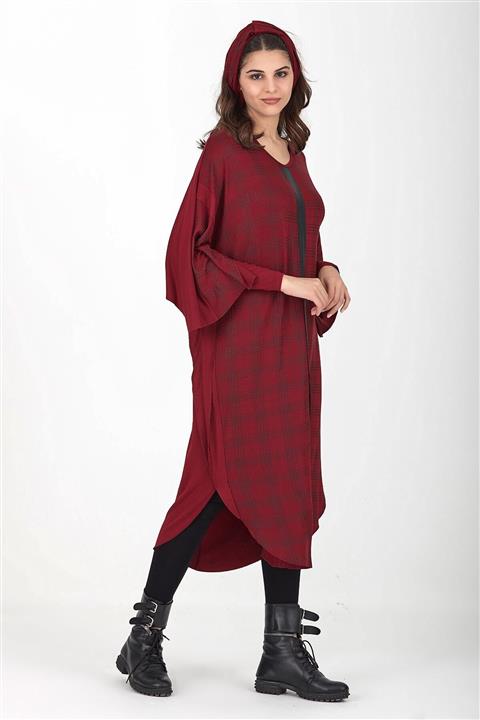 Tusso Kadın Bordo Ekose Panço