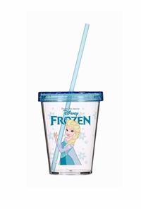 krommet Herevin Lisanslı Frozen Elsa Desenli Pipetli Bardak 450 cc