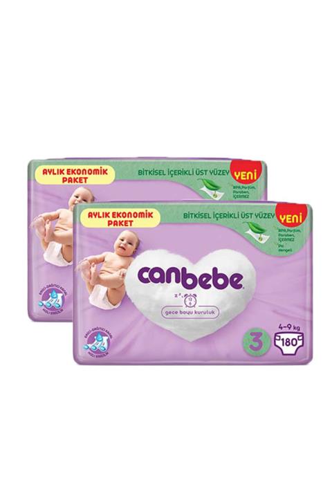 Canbebe Bebek Bezi 3 Beden / Midi Aylık Ekonomik Paket 360 Adet