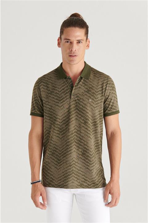 Avva Erkek Haki Polo Yaka Jakarlı Slim Fit T-shirt A11y1200