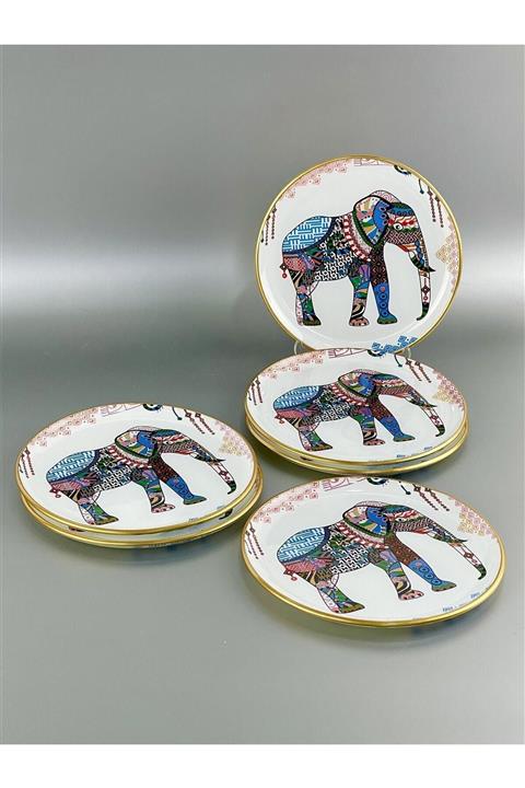 Glore Elephant Beyaz Pasta Tabağı 21cm 6 Lı