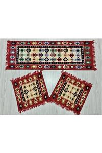 ELMASS Serme Oto Koltuk Kılıfı Kaliteli Kilim Minder 3 Parça Set Yıkanabilir