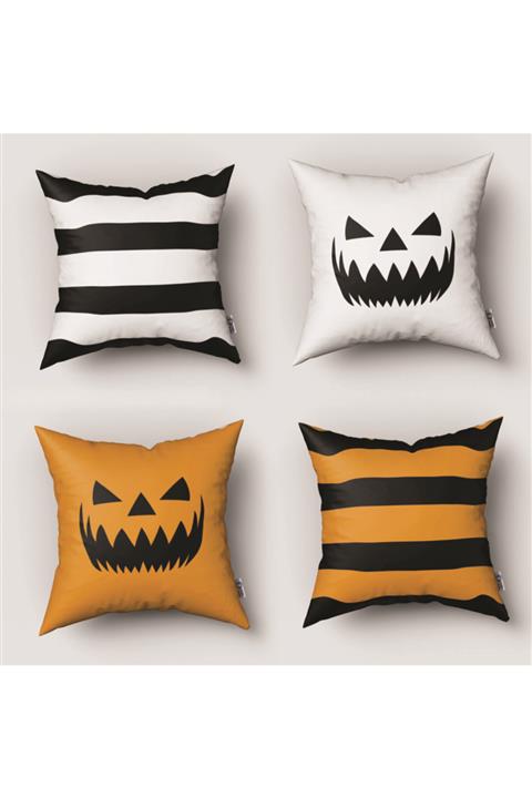 Tinybabyconcept Hallowen Cadılar Bayramı Desenli Çift Taraflı 4 Lü Kırlent Kılıfı Model: 021