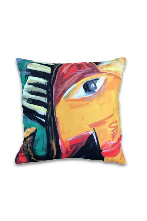 Royaleks Çift Taraf Baskılı Petek Kumaş Kırlent Minder Kılıfı 43x43 Sarı