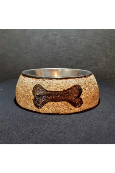 Aslan Market El Yapımı Özel Tasarım Taş Su Mama Kabı 700 gr Hazneli