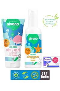 Siveno Doğal Set Bebek Güneş Kremi 50 Spf Çocuk Güneş Losyonu 100ml Set