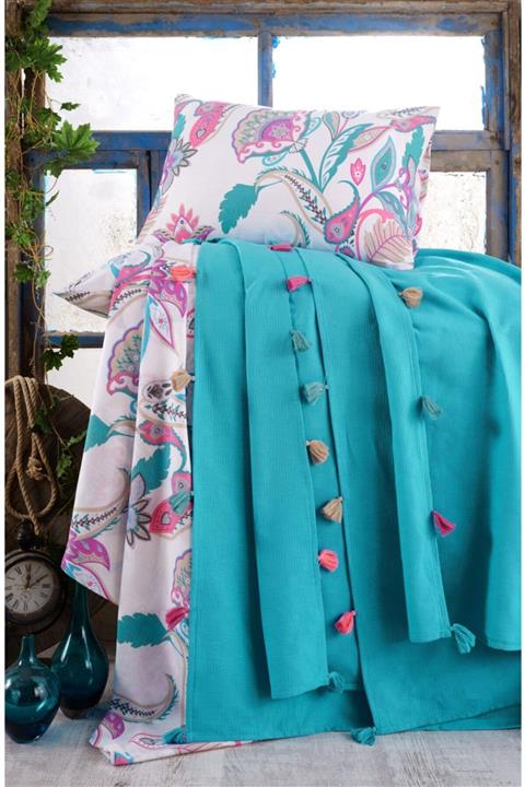 Ezem Kutulu Çift Kişilik Pike Takımı Turkuaz 240260 Cm