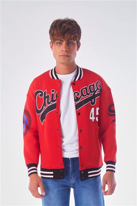The Champ Global Unisex Kırmızı Chicago 45 Oversize Kolej Ceket