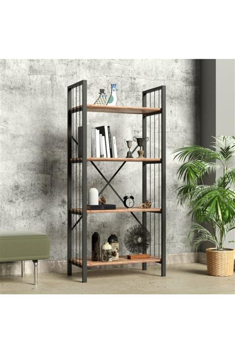 Gaga Mobilya Nemsa Metal -metal Telli Kitaplık, Metal Raf,dosya Kitap Rafı, 4 Raflı, 150cm*60