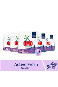 Omo Active Fresh Kusursuz Leke Çıkarıcı Renkliler İçin Özel Bakım Toz Çamaşır Deterjanı 1.5 kg x 5