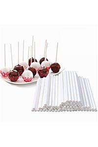 partisüs Lolipop Kek Cake Pop Çubukları Beyaz 20 Li