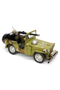 Berrinstore Dekoratif Metal Jeep Biblo Vintage Ev Ofis Dekoratif Hediyelik