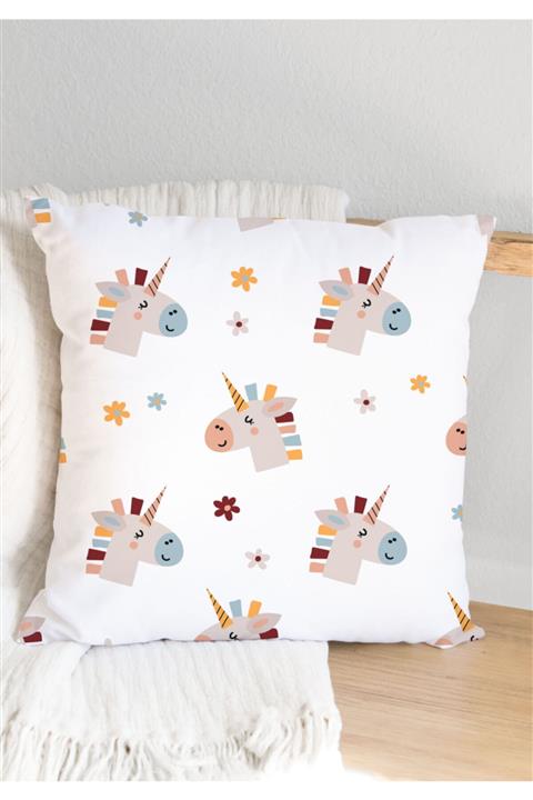 JUNİOR HOME CONCEPT Karışık Unicorn Ve Ördek Desenli Çift Taraflı Dijital Baskı Kırlent Kılıfı