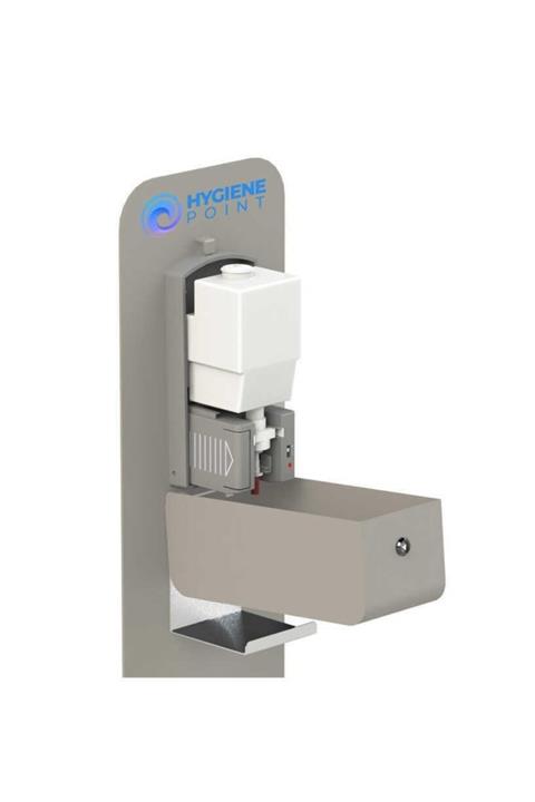 Hygiene Point Metal Ayaklı El Dezenfektan Standı (Kapaklı) - Fotoselli Dispenser Alm. Gri