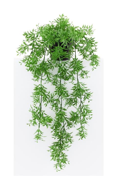 Çiçekmisin Mini Siyah Plastik Saksıda Yapay Sarkan Fesleğen