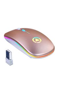 valkyrie A2 Kablosuz Şarjlı Rgb Led Mute Sessiz Mouse Pembe