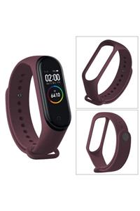 PUFWİN Xiaomi Mi Band 3 4 Uyumlu Silikon Kordon Bordo