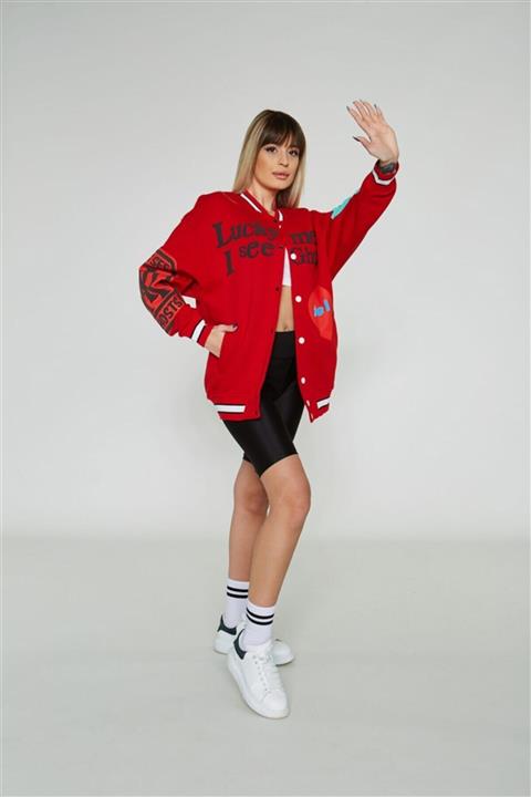 The Champ Clothing Unisex Kırmızı Kanye West Lucky Me Oversize Kolej Ceket