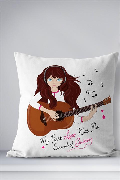 Homamia Çift Taraflı Kırlent Kılıfı Gitarlı Kız