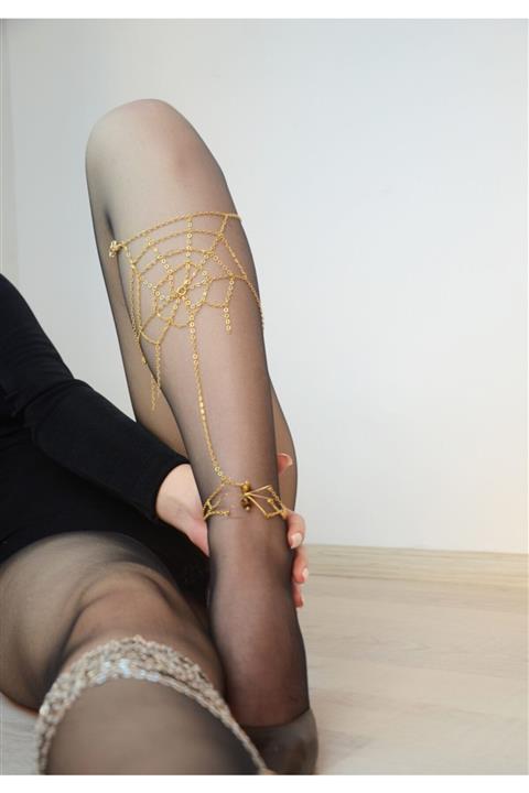 LET'A JEWELRY Örümcek Ağ Bacak Aksesuarı Altın