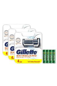 Gillette Skinguard Yedek Tıraş Bıçağı 4'lü 4lü Kalem Pil