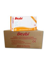 Beybi Latex Pudralı Beyaz Muayene Eldiveni Small 100'lü Paketlerde 1 Koli 20 Paket