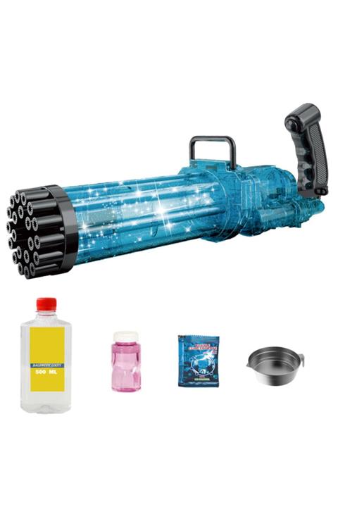 Mofy Baby 21 Baloncuk Delikli Işıklı Pilli Baloncuk Köpük Tabancası + 500 Ml Baloncuk Likiti 36cm