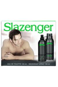 Slazenger Orıjınal Parfüm Edt 125ml + 150ml Erkek Deodorant Yeşil Kofre Set