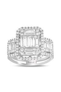 Barok Diamond Baget Pırlanta Yüzük 1.95 Ct. E Vs 18k