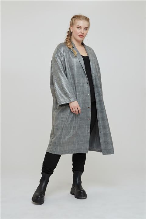 LUOKK Olıte Ekoseli Cep Detaylı Oversize Klasik Yaka Ekose Kadın Trençkot