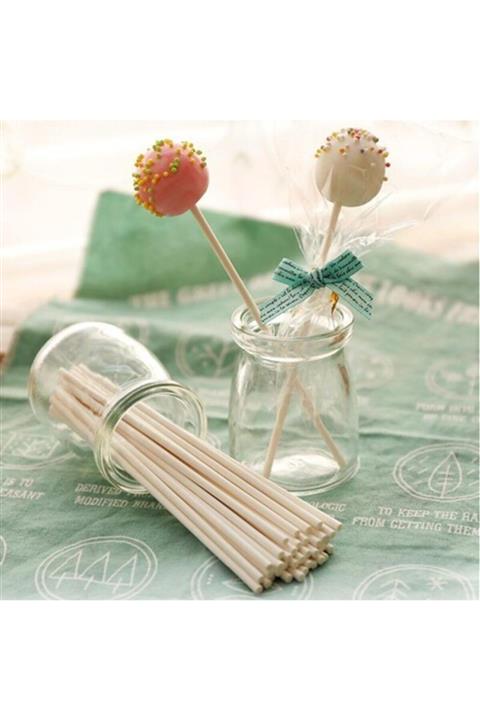partisüs Lolipop Kek Cake Pop Çubukları Beyaz 24 Lü