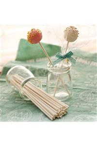 partisüs Lolipop Kek Cake Pop Çubukları Beyaz 24 Lü