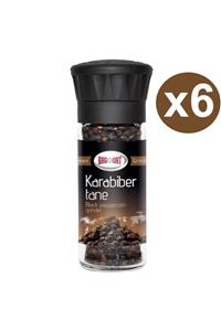 Bağdat Baharat Karabiber Tane 50gr X 6 Adet Değirmen Kapaklı Cam Şişe (koli)