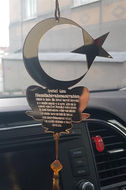 Aker Hediyelik Ay Yıldız Araba Süsü Altıgen Ayet-el Kürsi Ev Duvar Dekorasyon Dikiz Ayna Süsleri