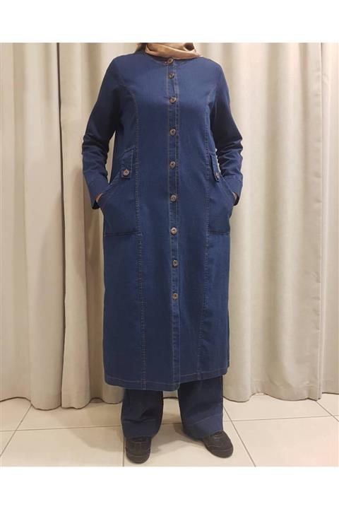 minel aşk Büyük Beden Denim Pardösü Kap