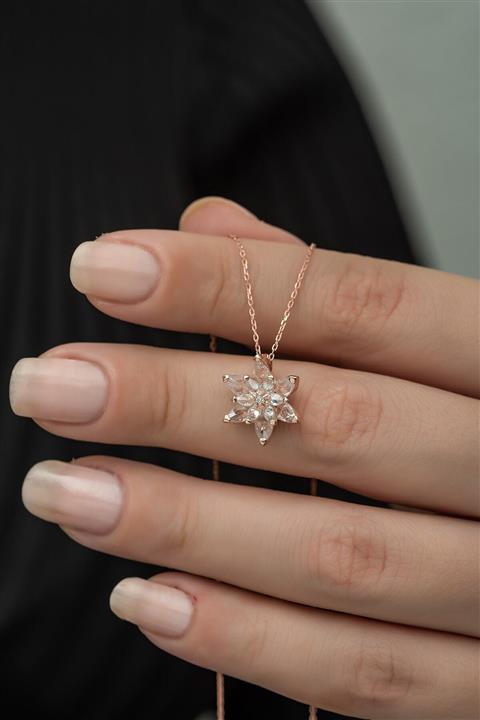 Nereze 925 Ayar Beyaz Lotus Çiçeği Kolye Kadın Gümüş Kolye