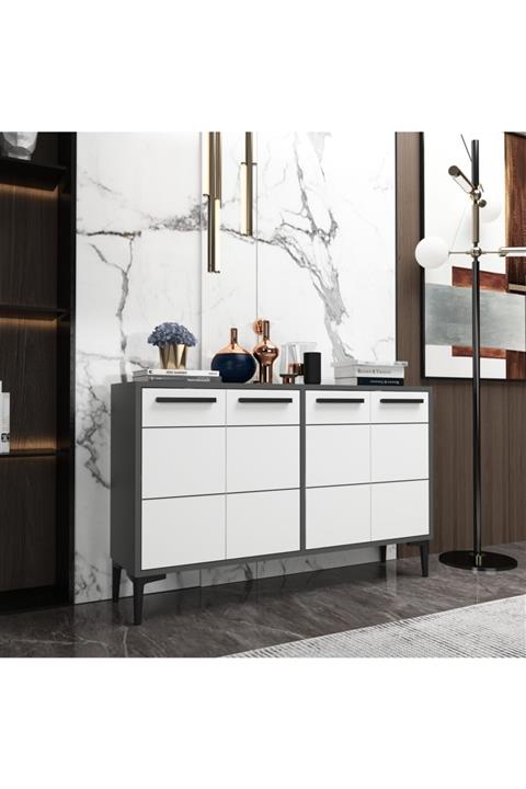MERT SERT MOBİLYA Stria Konsol Antrasit Gövde Beyaz Kapak