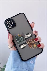 mooodcase Iphone 11 Uyumlu Kamera Lens Korumalı Sunset Wave Desenli Lüx Telefon Kılıfı