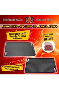 dokumcubaba&blackbear Kaplamasız Döküm Pizza Taşı/tepsi Çift Kullanım 43x30cm( Ham/pre-seasoned)