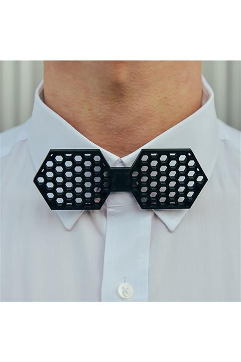 Mumu 3D Hexagon Bow Tie Geometrik Tasarım Papyon
