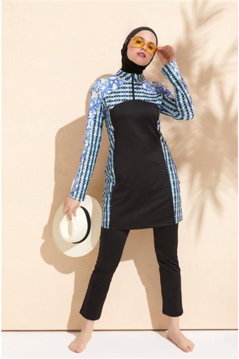 Mayovera Kadın Siyah Fit Desenler Tasarım Tesettür Mayo