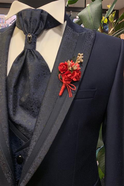 Quesste Accessory Erkek Kırmızı Damatlık Ve Takım Elbise Yaka Çiçeği