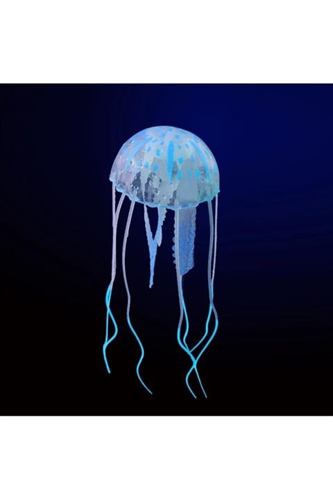 ESRA ŞELEM 15 Cm Fosforlu Mavi Renk Silikon Deniz Anası Akvaryum Süsü