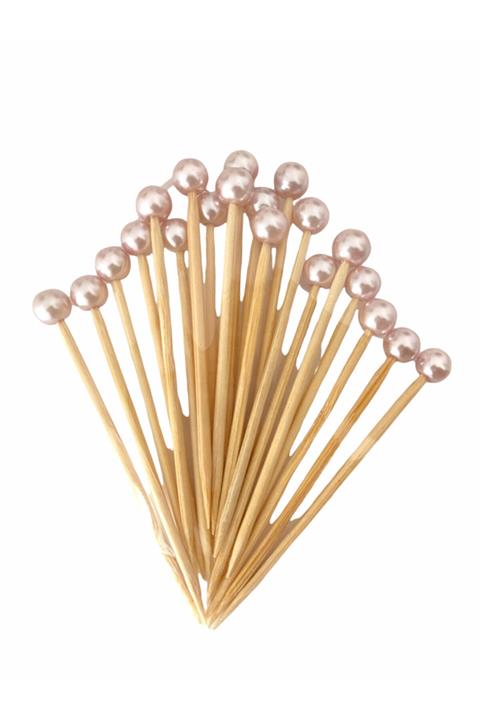 KıtayGroup Pembe Boncuk Lokumluk Ve Kokteylik Kürdan Süsü 100 Adet