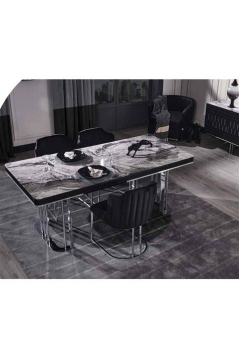 concept a mobilya Metal Paslanmaz Krom Ayak Masa Takımı